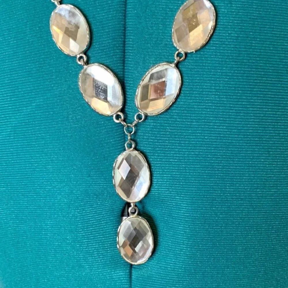 Crystal Stone Drop Long Necklace